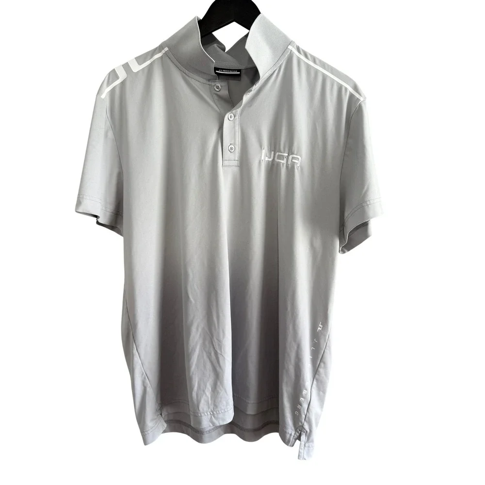 J.Lindeberg Golf Polo Shirt Size XL Light Grey Performance Mock Neck EUC